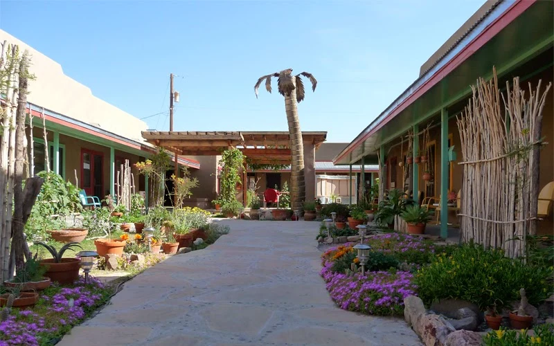Blackstone Hotsprings themed room with private in-room hot spring soaking tub, Truth or Consequences hot springs hotels, New Mexico