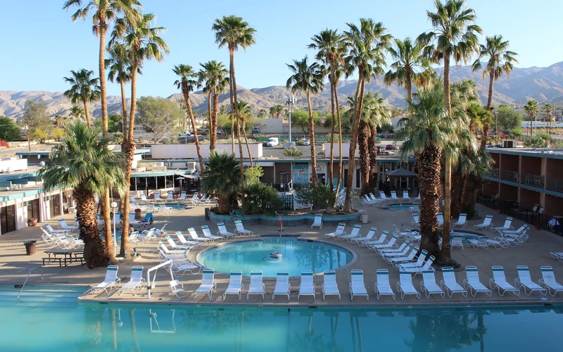 Desert Hot Springs Spa Hotel courtyard of eight natural mineral pools, Desert Hot Springs hotels, California