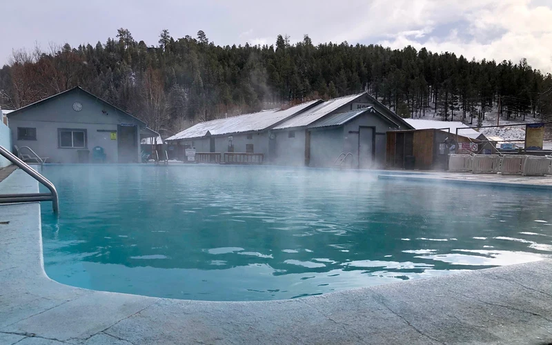 Outdoor mineral pool at Healing Waters Resort & Spa, a budget hot springs hotel in Pagosa Springs, Colorado